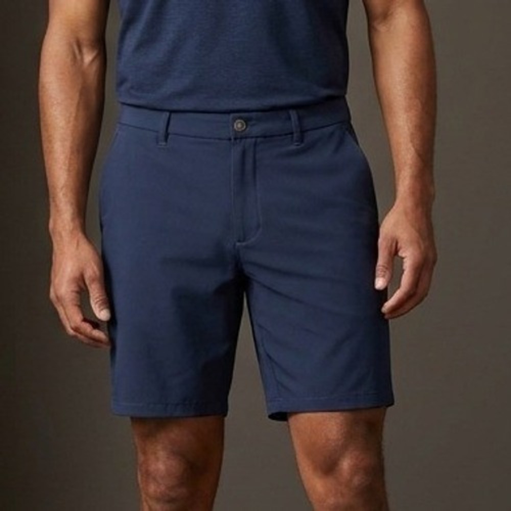 BONOBOS Mens Golf Shorts 34 Navy Blue Recycled Polyester Performance Preppy